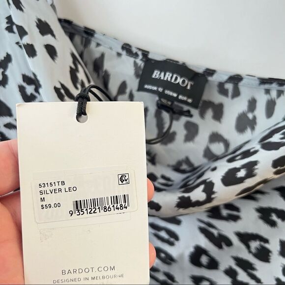 Bardot Leopard Print Satin Cami Tank Top in Blueish Gray M - Picture 4 of 5